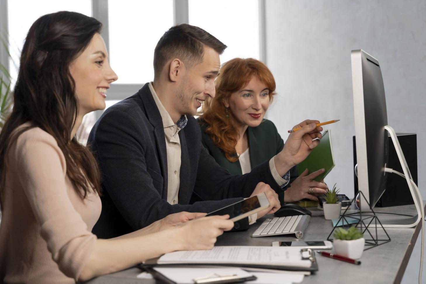 Financial analysis workspace with documents and charts